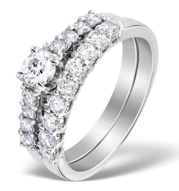 Matching Diamond Engagement and Wedding Ring 0.96ct 18K Gold